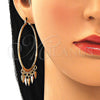 Argolla Grande 02.380.0017.50 Oro Laminado, Diseño de Fresa, Diamantado, Tres Tonos