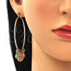 Argolla Grande 02.380.0018.50 Oro Laminado, Diseño de Concha, Diamantado, Tres Tonos