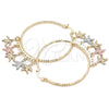 Argolla Grande 02.380.0019.50 Oro Laminado, Diseño de Estrella, Diamantado, Tres Tonos