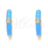 Argolla Huggie 02.213.0182.3.15 Oro Laminado, con Blanca Zirconia Cubica, Esmaltado Turquesa, Tono Dorado