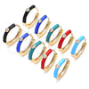 Argolla Huggie 02.213.0182.3.15 Oro Laminado, con Blanca Zirconia Cubica, Esmaltado Turquesa, Tono Dorado