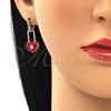 Argolla Huggie 02.213.0184.12 Oro Laminado, Diseño de Candado y Corazón, con Blanca Zirconia Cubica, Esmaltado Rojo, Tono Dorado