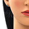 Arete Dormilona 02.213.0187 *PROMO* Oro Laminado, Diseño de Ojo Griego y Corazón, Esmaltado Verde, Tono Dorado