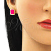 Arete Dormilona 02.213.0193 Oro Laminado, Esmaltado Rosado Oscuro, Tono Dorado
