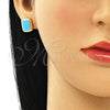 Arete Dormilona 02.213.0193.3 Oro Laminado, Esmaltado Turquesa, Tono Dorado