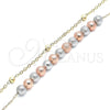 Tobillera Elegante 03.331.0071.10 Oro Laminado, Diseño de Bola, Mate, Tres Tonos (02 MM Thickness, 10 Inches Length)