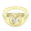 Anillo de Hombre 01.351.0013.12 Oro Laminado, Diseño de Águila, Pulido, Dos Tonos (One size fits all)