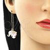 Arete Violador 02.380.0029 Oro Laminado, Diseño de Elefante, con Blanca Cristal, Esmaltado Rosado, Tono Dorado