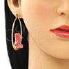 Argolla Grande 02.380.0039.50 Oro Laminado, Diseño de Osito, Resinado Rosado, Tono Dorado