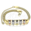 Pulsera Elegante 03.380.0018.08 Oro Laminado, Diseño de Búho, con Blanca and Negro Cristal, Pulido, Tres Tonos (05 MM Thickness, 8 Inches Length)