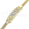 Pulsera Elegante 03.380.0021.08 Oro Laminado, Diseño de Tortuga, con Blanca Cristal, Pulido, Tres Tonos (05 MM Thickness, 8 Inches Length)