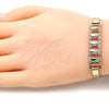 Pulsera Elegante 03.380.0022.08 Oro Laminado, Diseño de Guadalupe, con Blanca Cristal, Pulido, Tres Tonos (05 MM Thickness, 8 Inches Length)