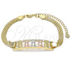 Pulsera Elegante 03.380.0022.08 Oro Laminado, Diseño de Guadalupe, con Blanca Cristal, Pulido, Tres Tonos (05 MM Thickness, 8 Inches Length)
