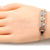 Pulsera Elegante 03.380.0023.08 Oro Laminado, Diseño de Flor, con Blanca Cristal, Pulido, Tres Tonos (05 MM Thickness, 8 Inches Length)