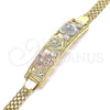 Pulsera Elegante 03.380.0023.08 Oro Laminado, Diseño de Flor, con Blanca Cristal, Pulido, Tres Tonos (05 MM Thickness, 8 Inches Length)
