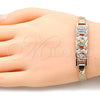 Pulsera Elegante 03.380.0024.08 Oro Laminado, Diseño de Flor, con Blanca Cristal, Pulido, Tres Tonos (05 MM Thickness, 8 Inches Length)