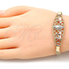 Pulsera Elegante 03.380.0025.07 Oro Laminado, Diseño de Guadalupe y Elefante, Pulido, Tres Tonos (05 MM Thickness, 7 Inches Length)