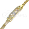Pulsera Elegante 03.380.0027.08 Oro Laminado, Diseño de Tortuga, con Blanca Cristal, Pulido, Tres Tonos (05 MM Thickness, 8 Inches Length)