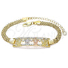 Pulsera Elegante 03.380.0027.08 Oro Laminado, Diseño de Tortuga, con Blanca Cristal, Pulido, Tres Tonos (05 MM Thickness, 8 Inches Length)