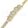 Pulsera Elegante 03.380.0028.08 Oro Laminado, Diseño de Águila, con Blanca Cristal, Pulido, Tres Tonos (05 MM Thickness, 8 Inches Length)