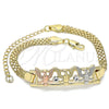 Pulsera Elegante 03.380.0028.08 Oro Laminado, Diseño de Águila, con Blanca Cristal, Pulido, Tres Tonos (05 MM Thickness, 8 Inches Length)