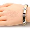 Pulsera Elegante 03.331.0101.08 Oro Laminado, Mate, Tres Tonos (12 MM Thickness, 8 Inches Length)