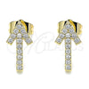 Arete Dormilona 02.210.0446 Oro Laminado, con Blanca Zirconia Cubica, Pulido, Tono Dorado