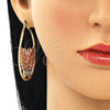 Argolla Grande 02.380.0043.50 Oro Laminado, Diseño de Mariposa, con Blanca Cristal, Diamantado, Tres Tonos