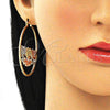 Argolla Grande 02.380.0044.50 Oro Laminado, Diseño de Mariposa y Flor, Diamantado, Tres Tonos