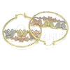 Argolla Grande 02.380.0044.50 Oro Laminado, Diseño de Mariposa y Flor, Diamantado, Tres Tonos
