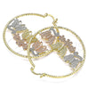 Argolla Grande 02.380.0044.50 Oro Laminado, Diseño de Mariposa y Flor, Diamantado, Tres Tonos