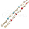 Pulsera Elegante 03.351.0107.07 Oro Laminado, Diseño de Ojo Griego y Elefante, Esmaltado Rojo, Tono Dorado (06 MM Thickness, 7 Inches Length)