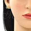 Arete Dormilona 02.156.0529 Oro Laminado, Diseño de Infinito, con Blanca Micro Pave, Pulido, Tono Dorado