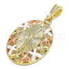 Dije Religioso 05.380.0078 Oro Laminado, Diseño de Jesus y Mariposa, Pulido, Tres Tonos