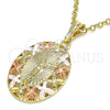 Dije Religioso 05.380.0078 Oro Laminado, Diseño de Jesus y Mariposa, Pulido, Tres Tonos