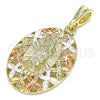 Dije Religioso 05.380.0080 Oro Laminado, Diseño de Guadalupe y Mariposa, Pulido, Tres Tonos