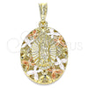 Dije Religioso 05.380.0080 Oro Laminado, Diseño de Guadalupe y Mariposa, Pulido, Tres Tonos