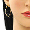 Arete Dormilona 02.341.0068 Oro Laminado, Diseño de Ojo Griego, Esmaltado Multicolor, Tono Dorado