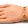 Pulsera Básica 03.341.0122.08 Oro Laminado, Diseño de Paperclip, Pulido, Tono Dorado (08 MM Thickness, 8 Inches Length)