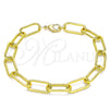 Pulsera Básica 03.341.0122.08 Oro Laminado, Diseño de Paperclip, Pulido, Tono Dorado (08 MM Thickness, 8 Inches Length)