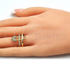 Anillo Multi Piedra 01.341.0025 Oro Laminado, Diseño de Paperclip, con Blanca Micro Pave, Pulido, Tono Dorado (One size fits all)