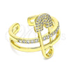 Anillo Multi Piedra 01.341.0025 Oro Laminado, Diseño de Paperclip, con Blanca Micro Pave, Pulido, Tono Dorado (One size fits all)
