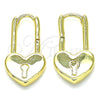Argolla Huggie 02.362.0001.10 Oro Laminado, Diseño de Candado y Corazón, Pulido, Tono Dorado