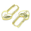 Argolla Huggie 02.362.0001.10 Oro Laminado, Diseño de Candado y Corazón, Pulido, Tono Dorado