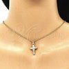 Dije Religioso 05.213.0079 Oro Laminado, Diseño de Cruz, con Blanca Cristal, Pulido, Tono Dorado