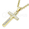 Dije Religioso 05.213.0080 Oro Laminado, Diseño de Cruz, con Blanca Cristal, Pulido, Tono Dorado
