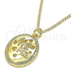 Collares con Dije 04.362.0004.20 Oro Laminado, Diseño de Corazón y Mama, con Blanca Micro Pave, Pulido, Tono Dorado (02 MM Thickness, 20 Inches Length)