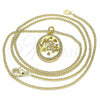 Collares con Dije 04.362.0004.20 Oro Laminado, Diseño de Corazón y Mama, con Blanca Micro Pave, Pulido, Tono Dorado (02 MM Thickness, 20 Inches Length)