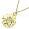 Collares con Dije 04.362.0005.20 Oro Laminado, Diseño de Ojo Griego, con Blanca Zirconia Cubica, Pulido, Tono Dorado (02 MM Thickness, 20 Inches Length)