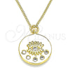 Collares con Dije 04.362.0005.20 Oro Laminado, Diseño de Ojo Griego, con Blanca Zirconia Cubica, Pulido, Tono Dorado (02 MM Thickness, 20 Inches Length)